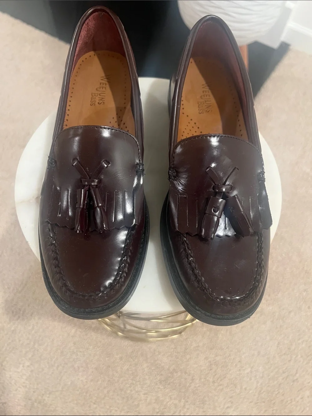 Bass Men's Tassel Loafers in Dark Brown Leather